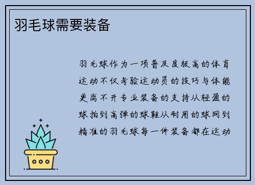 羽毛球需要装备